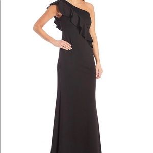 Jessica Howard black one shoulder gown